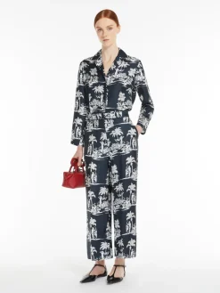Printed silk pyjama shirt