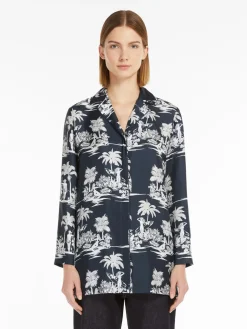 Printed silk pyjama shirt