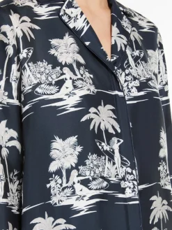 Printed silk pyjama shirt