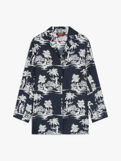 Printed silk pyjama shirt