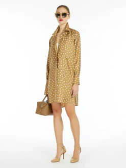 Printed silk shirt dress