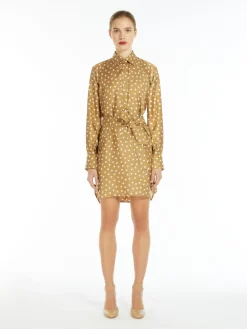 Printed silk shirt dress