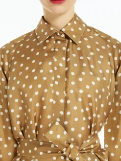 Printed silk shirt dress