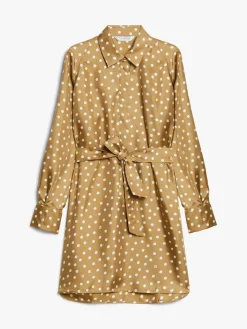 Printed silk shirt dress