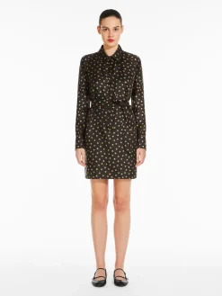 Printed silk shirt dress