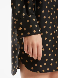 Printed silk shirt dress