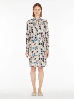 Printed silk shirt dress