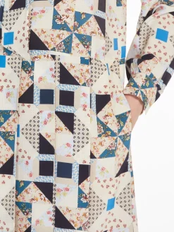 Printed silk shirt dress