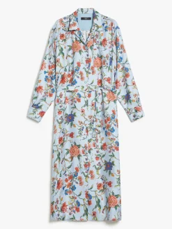 Printed silk shirt dress