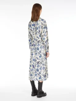 Printed silk shirt dress