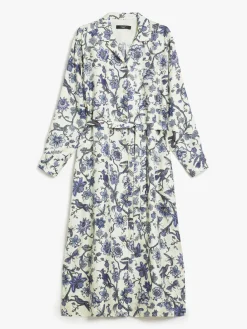 Printed silk shirt dress