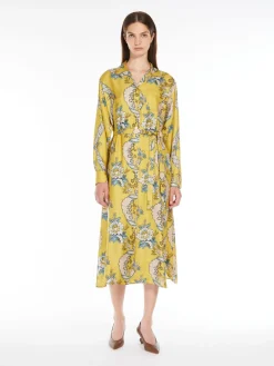 Printed silk shirt dress