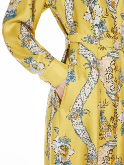 Printed silk shirt dress