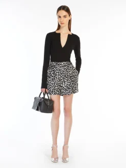 Printed silk shorts