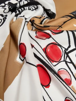 Printed silk square foulard