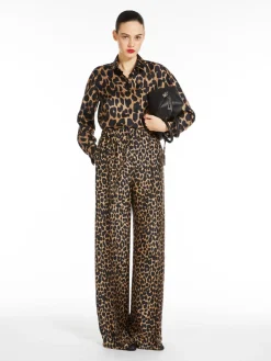 Printed silk trousers