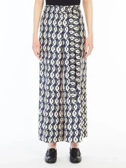 Printed silk trousers