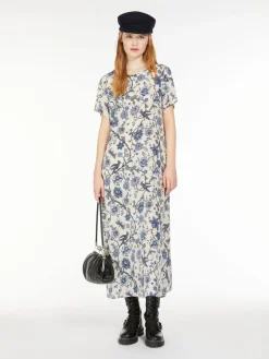 Printed silk T-shirt dress