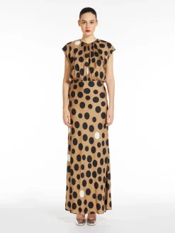 Printed silk twill dress