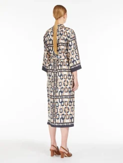 Printed silk twill dress