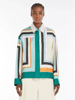 Printed silk twill shirt