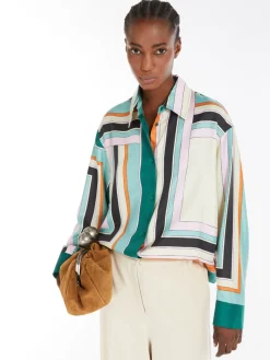 Printed silk twill shirt