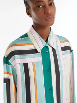 Printed silk twill shirt