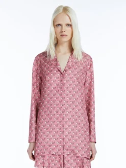 Printed silk twill shirt