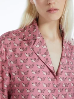 Printed silk twill shirt