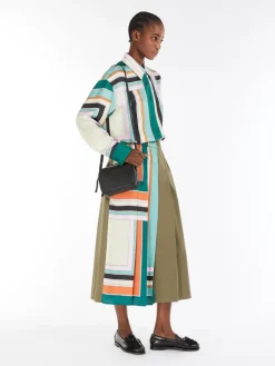 Printed twill and gabardine skirt