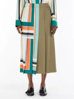 Printed twill and gabardine skirt