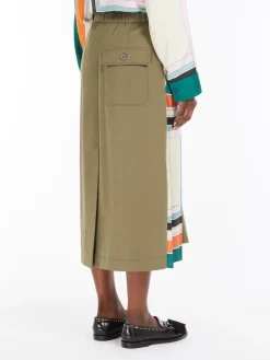 Printed twill and gabardine skirt