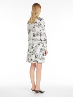 Printed twill shirt dress