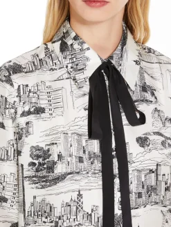 Printed twill shirt dress
