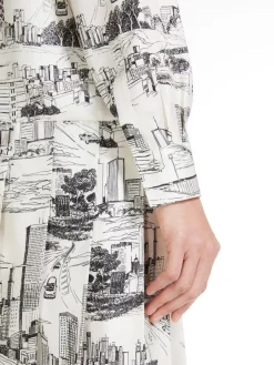 Printed twill shirt dress