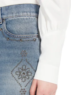 Regular-fit embroidered denim jeans