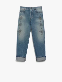 Regular-fit embroidered denim jeans