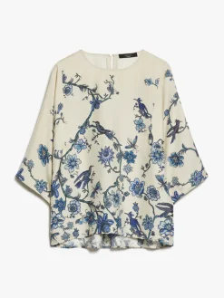 Relaxed-fit printed silk blouse