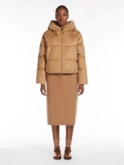 Reversible camel colour down jacket