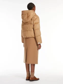 Reversible camel colour down jacket