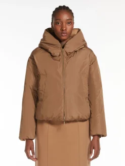 Reversible camel colour down jacket