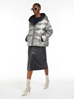 Reversible down jacket in water-repellent canvas