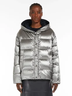 Reversible down jacket in water-repellent canvas