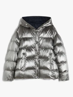Reversible down jacket in water-repellent canvas