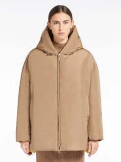 Reversible down jacket in water-repellent taffeta