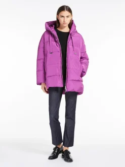 Reversible down jacket in water-repellent taffeta