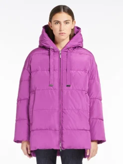 Reversible down jacket in water-repellent taffeta