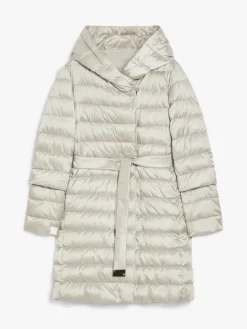 Reversible down jacket in water-repellent satin