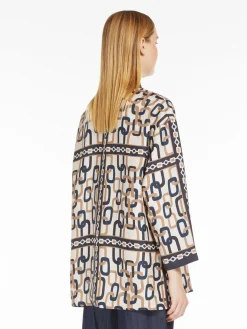 Reversible shirt in printed silk