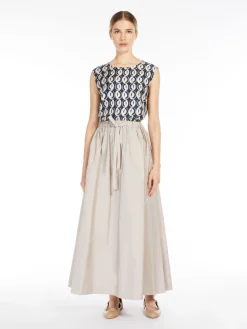 Reversible sleeveless top in printed silk